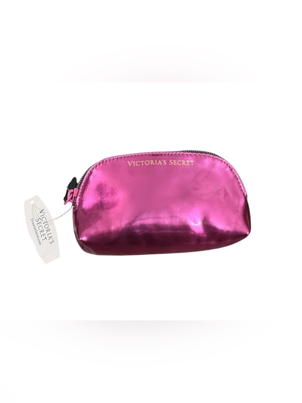Victoria’s Secret Fuchsia Pink Metallic Cosmetic Makeup Bag Zip Pouch Coin Purse